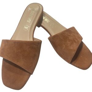 Jason Wu Cognac Suede Slide Minimalist Sandals in size 10